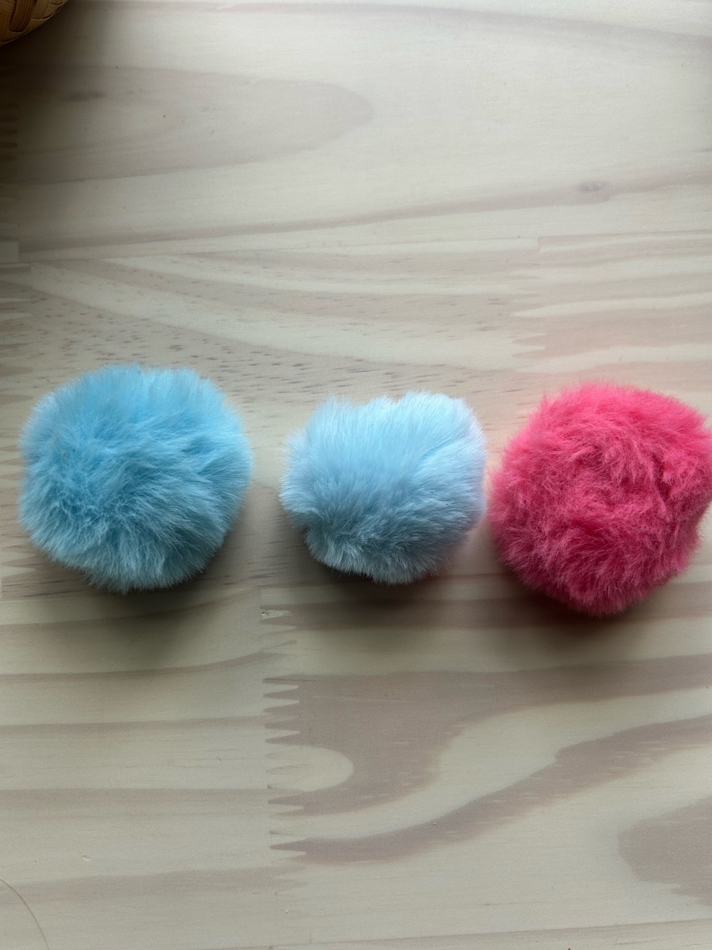 Set of 3 Fuzzy Pom Pom Crocs Charms - Blue, Light Blue, Pink